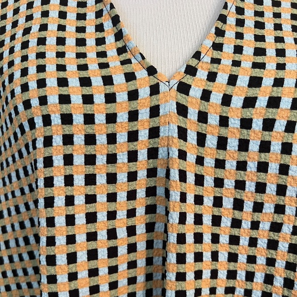 Stine Goya Nini Printed Cloque-Jacquard Midi Dress, Size S, V-Neck Check Pattern - Picture 2 of 11